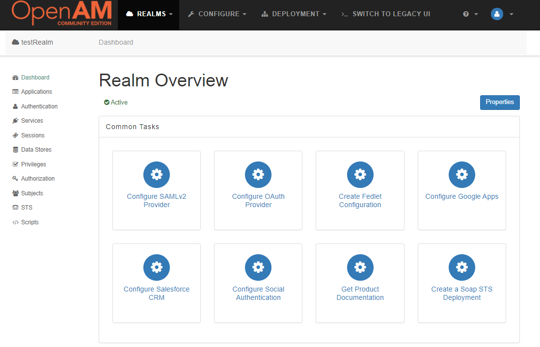 Realm dashboard