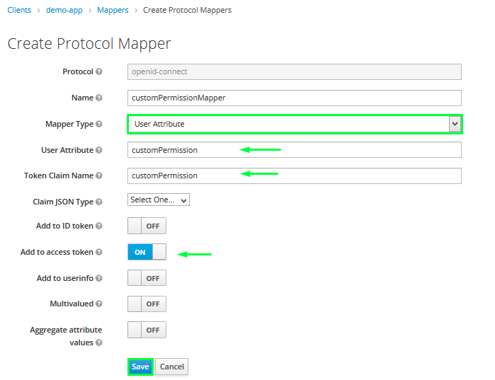 Keycloak user attribute mapper